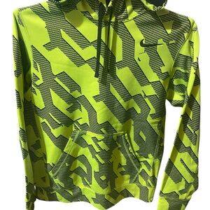 Nike Men's Neon Green and Black Hoodie